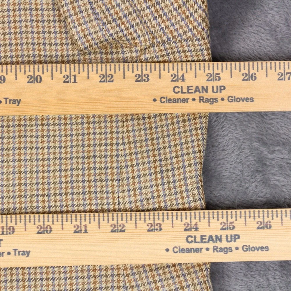 Lauren Ralph Lauren Blazer Mens 48R Tan Brown Houndstooth 100% Silk Sport Coat